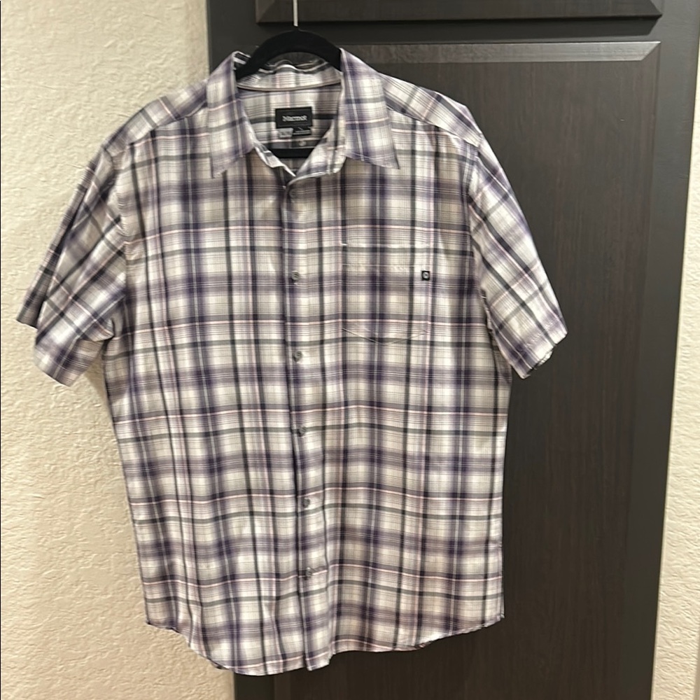 Marmot Purple Casual Button Down Shirt Lightweight Plaid - size XL